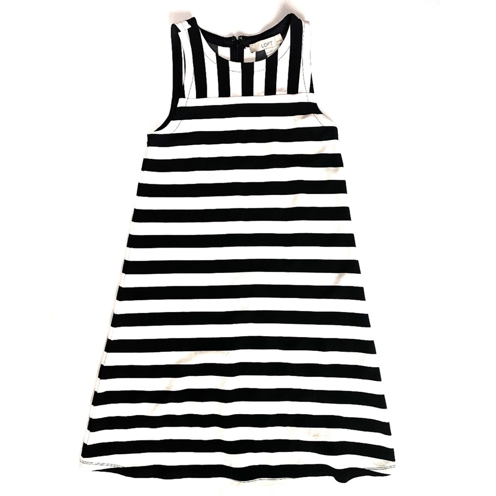 Loft • black and white striped sleeveless dress